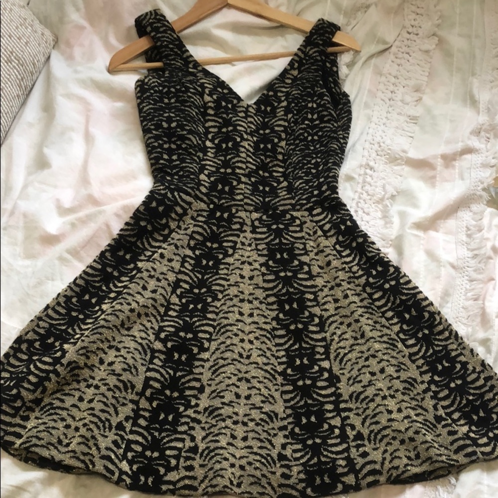 Gig Brazil Black Gold Lurex Fit Flare Dress Small